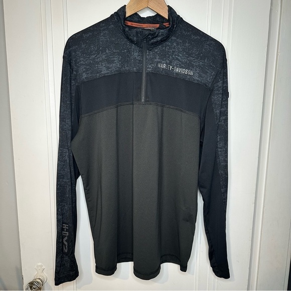 Harley-Davidson Other - Harley-Davidson Black and Dark Gray Half-Zip Top size large